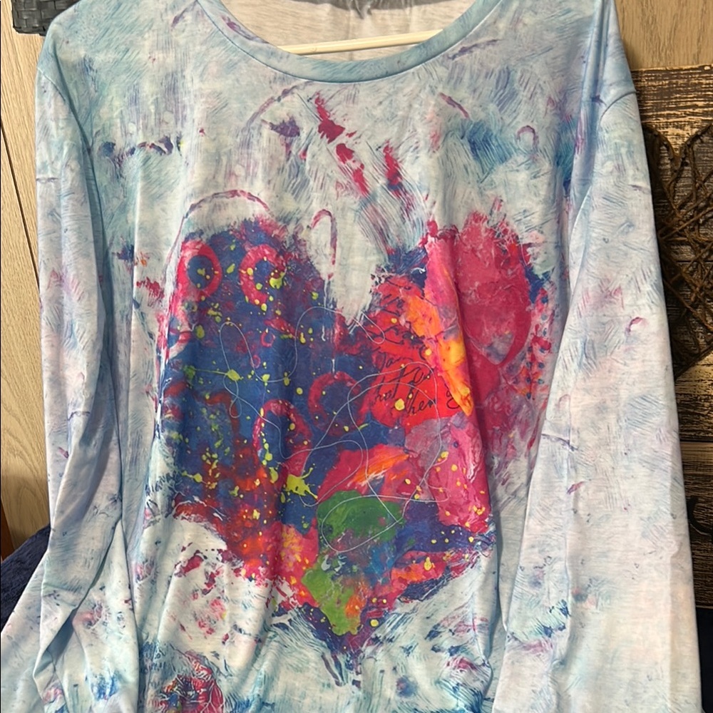 Colorful Heart Print Kids Shirt